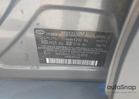 2012 Hyundai Sonata Gls from USA, damaged, VIN 5NPEB4AC7CH393826